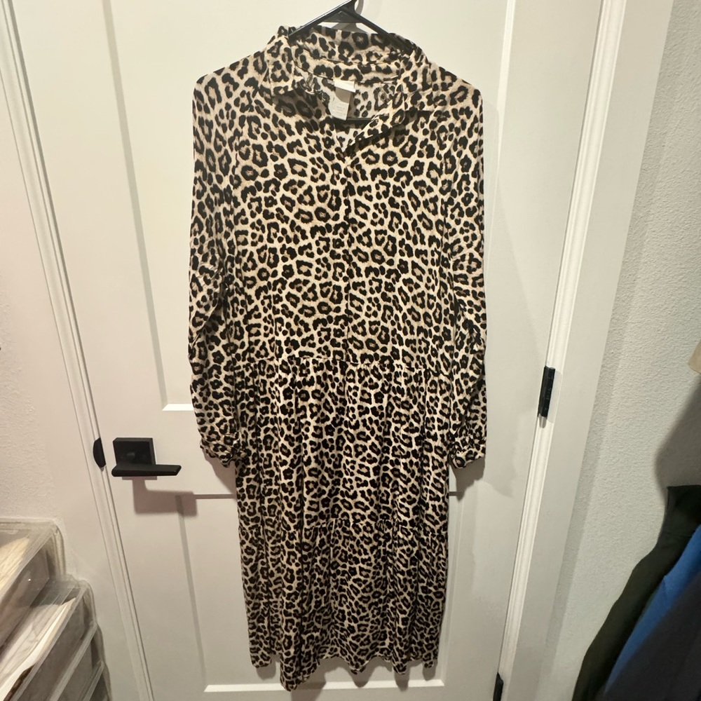 H&M Leopard Button Up Maxi Dress